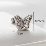 Silver color / 1 Piece Simple Series Simple Butterfly Titanium Steel Silver Color Material Zircon Women's Stud Earrings Picture3